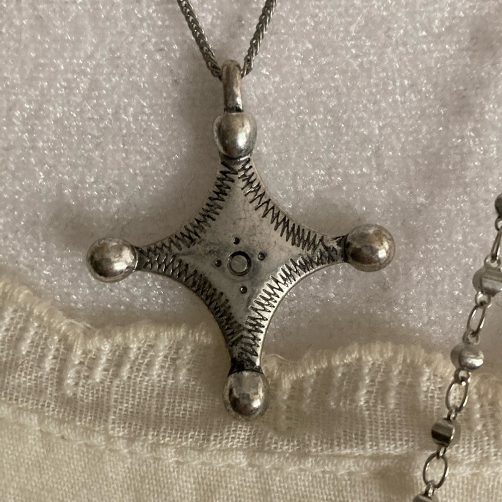 Free People Silver Medal Necklace with Black Vegan Tassel - Picture 2 of 6